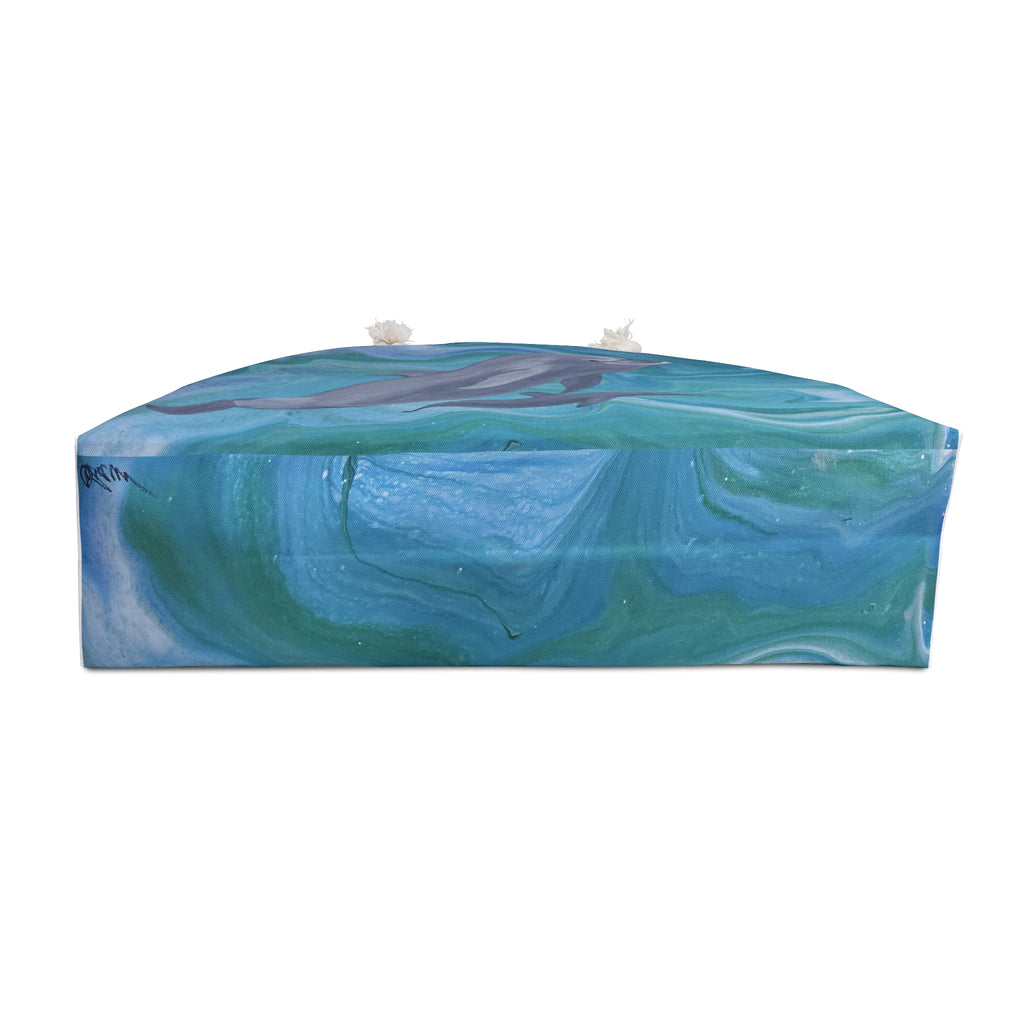 Bottom of bag Marbled blue and green on a white background