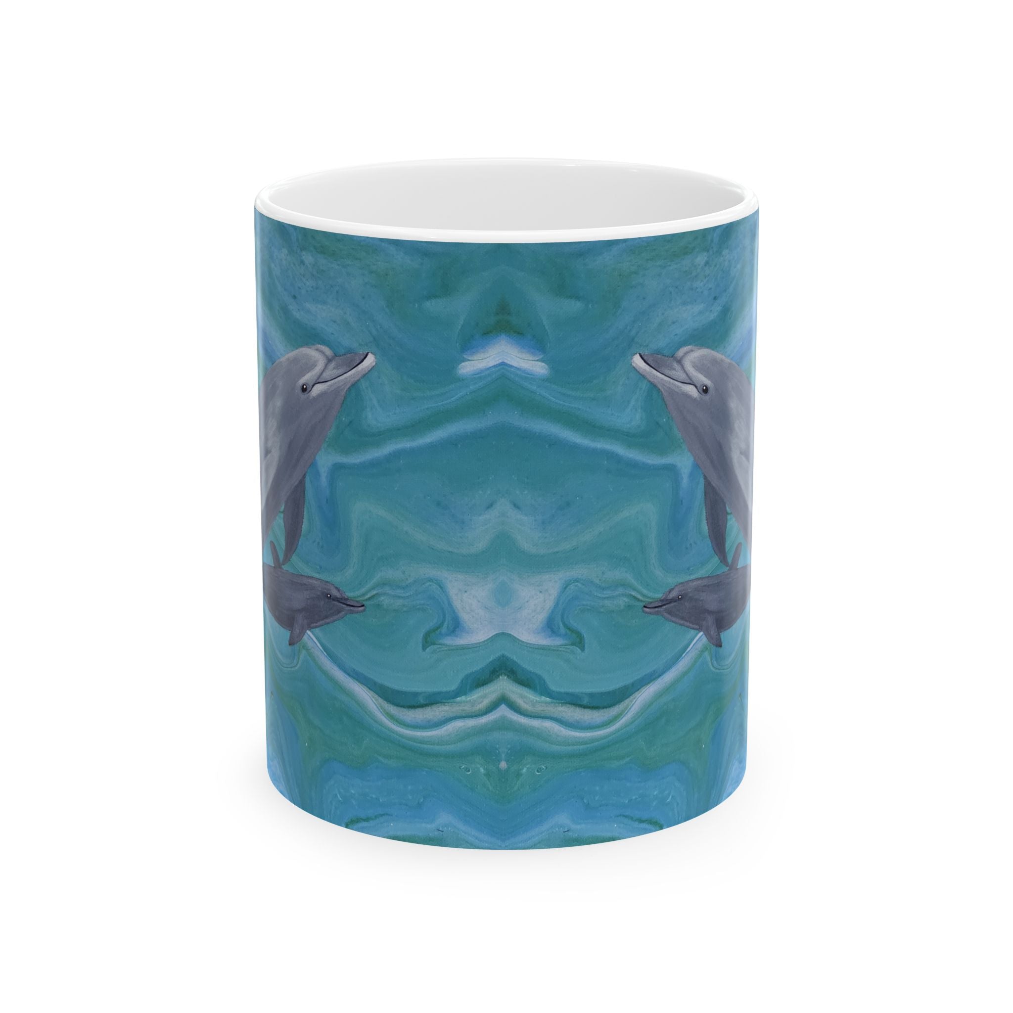 Mug with dolphin design on a white background