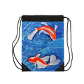 Drawstring bag with koi fish design on a blue water background