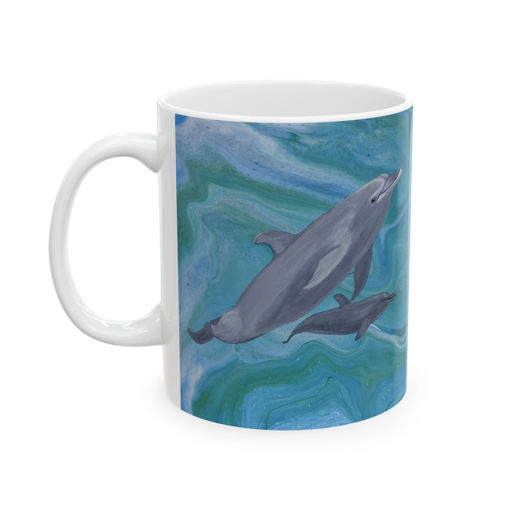 Mug with dolphins design on a white background