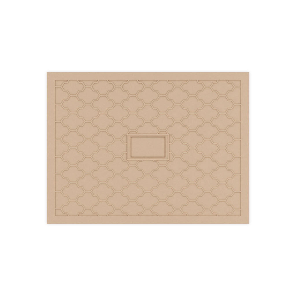 Beige backing with a geometric pattern on a white background