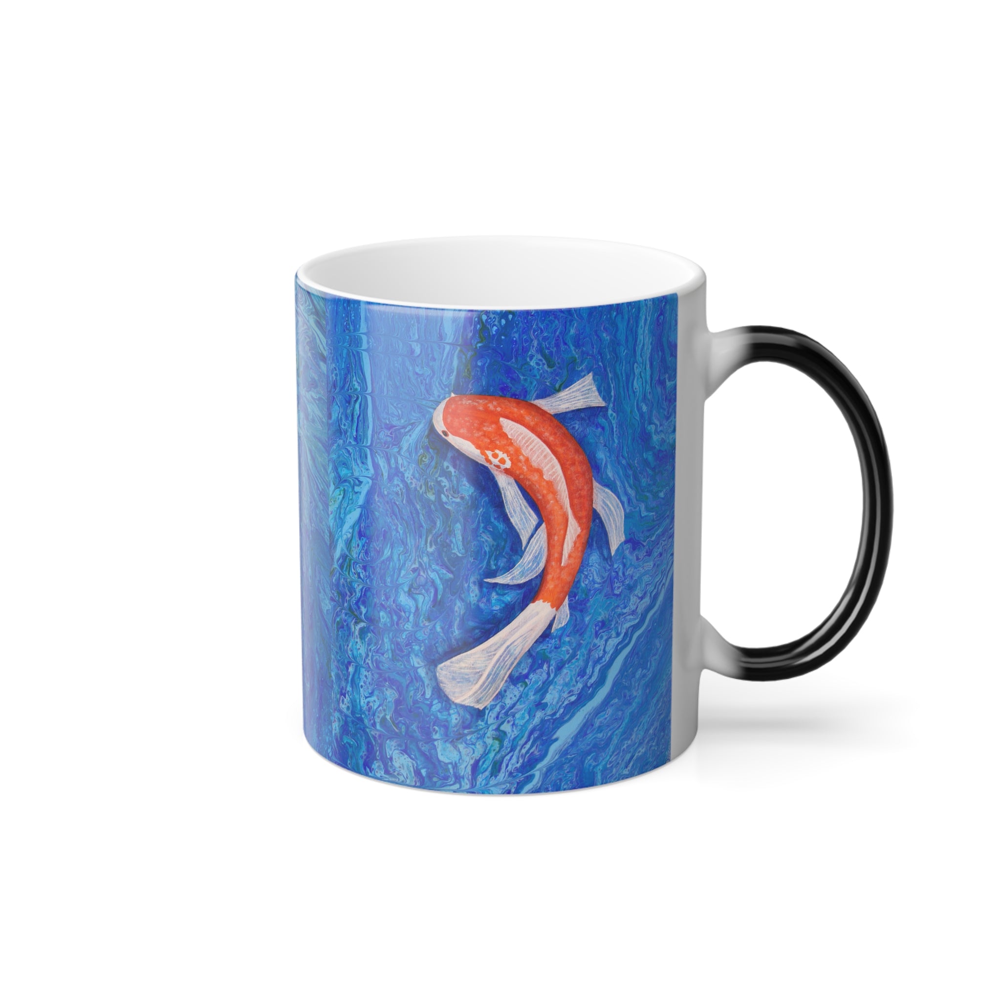 Mug with a fish design on a blue background