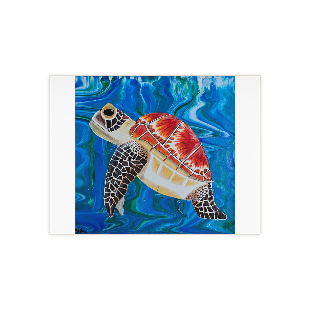 Sea Turtle Ceramic Photo Tile — Colorful Ocean Wall Art