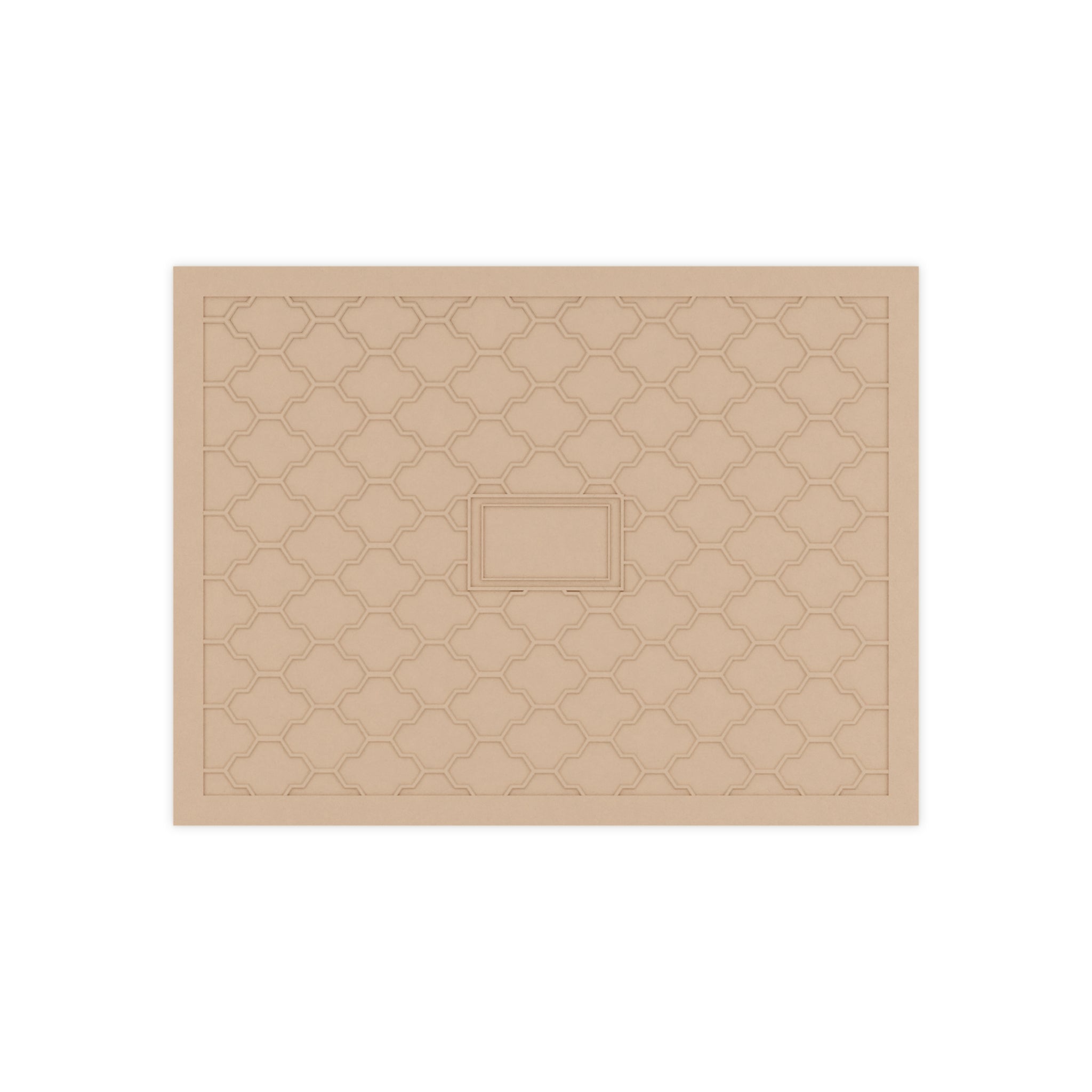 Beige backing with a geometric pattern on a white background