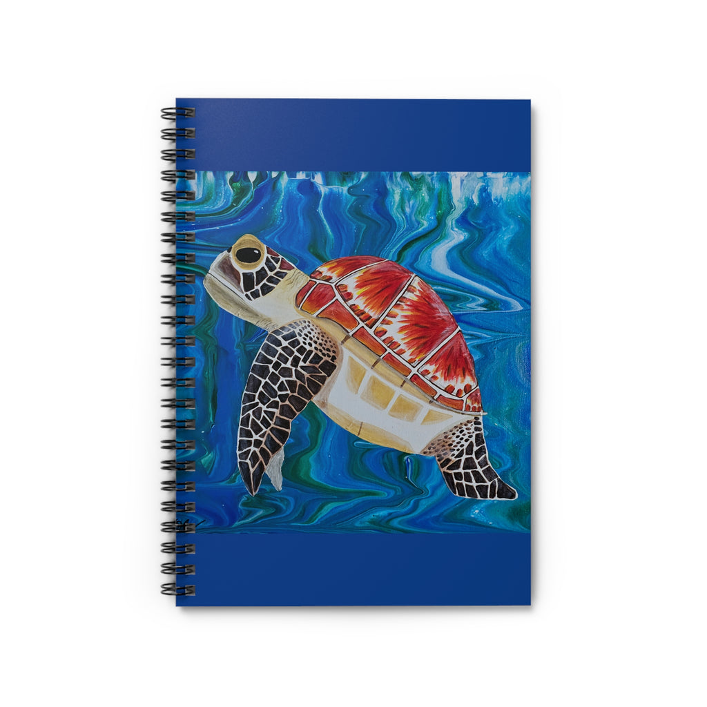 Notebook with a turtle design on a blue background
