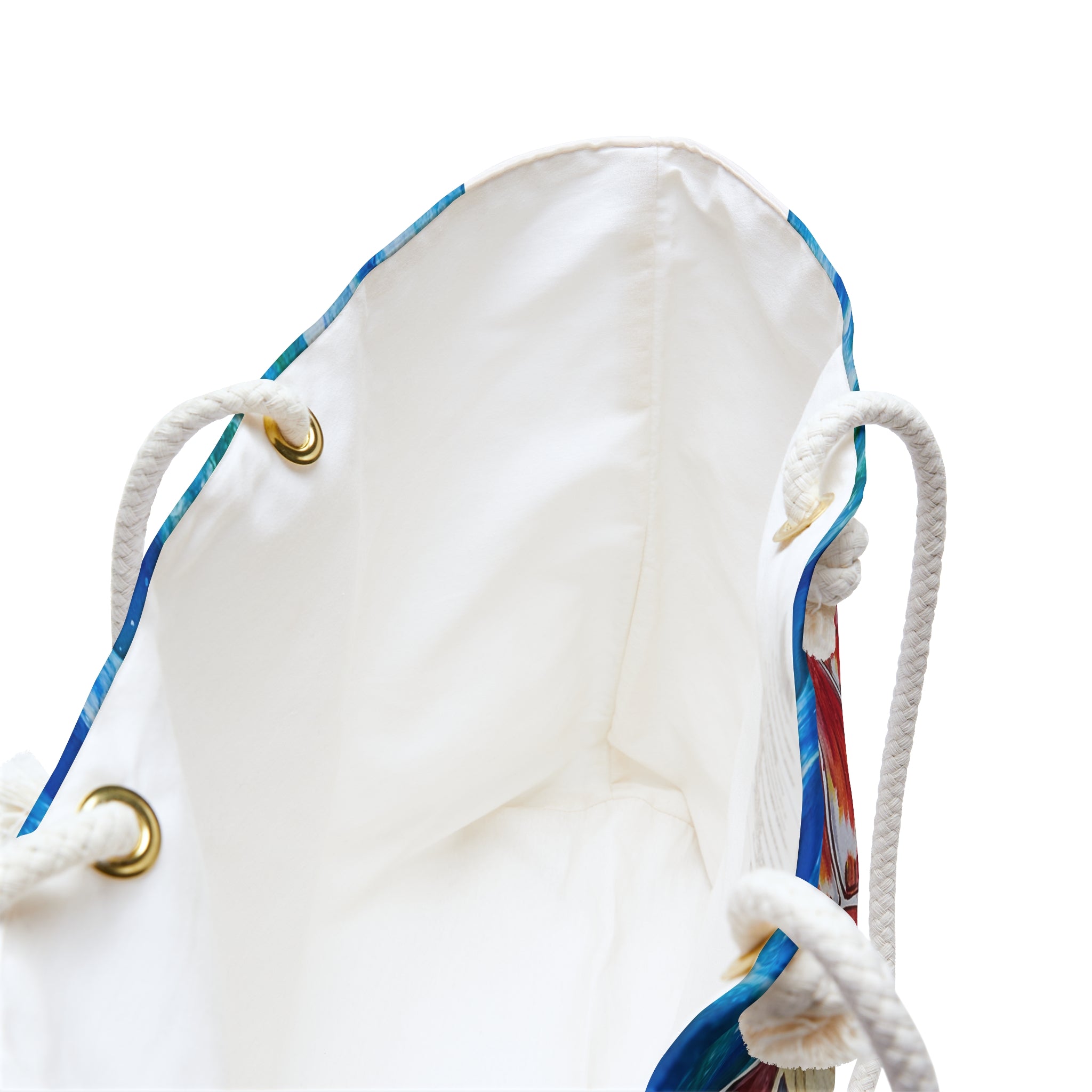 White  bag with colorful interior on a white background