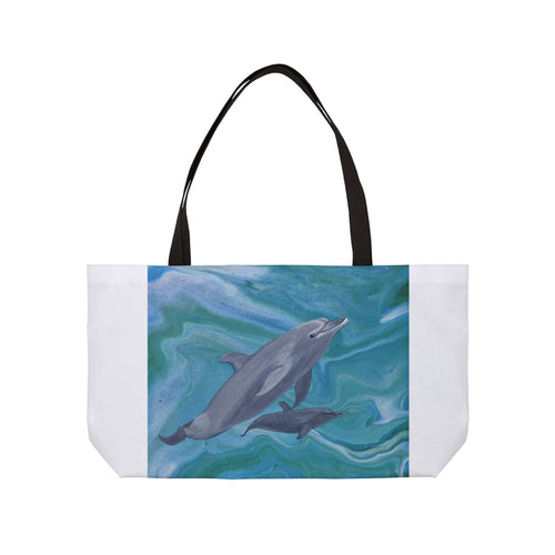 Tote bag with dolphin design on a white background