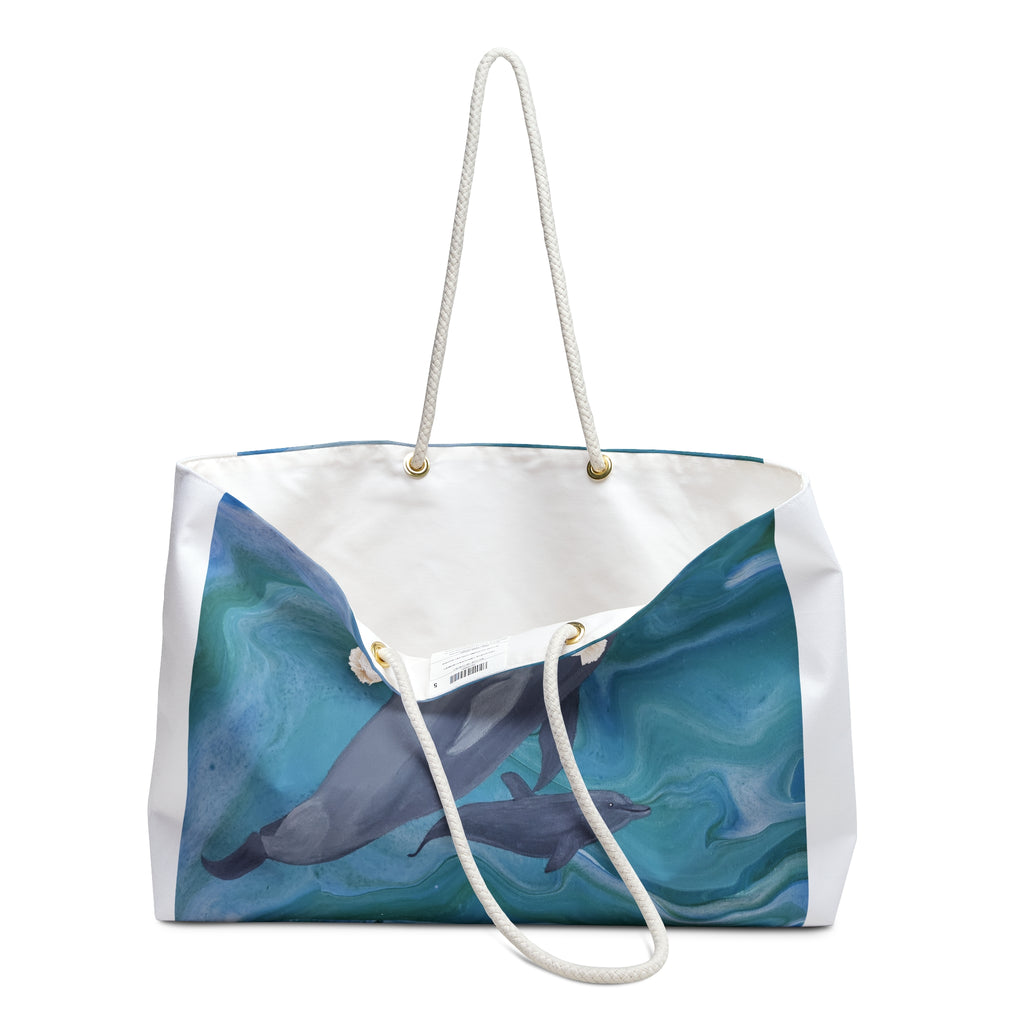 Tote bag with dolphin design on a white background