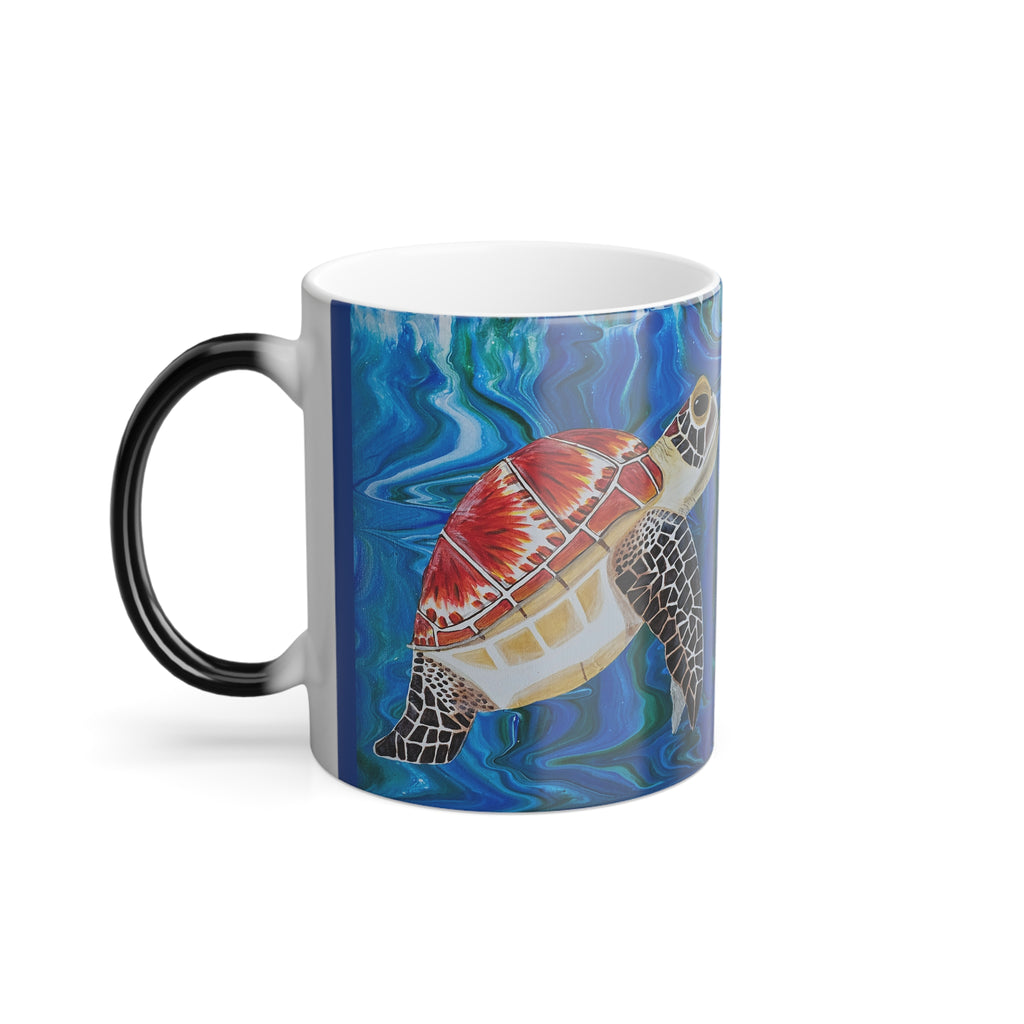 Mug with a turtle design on a white background