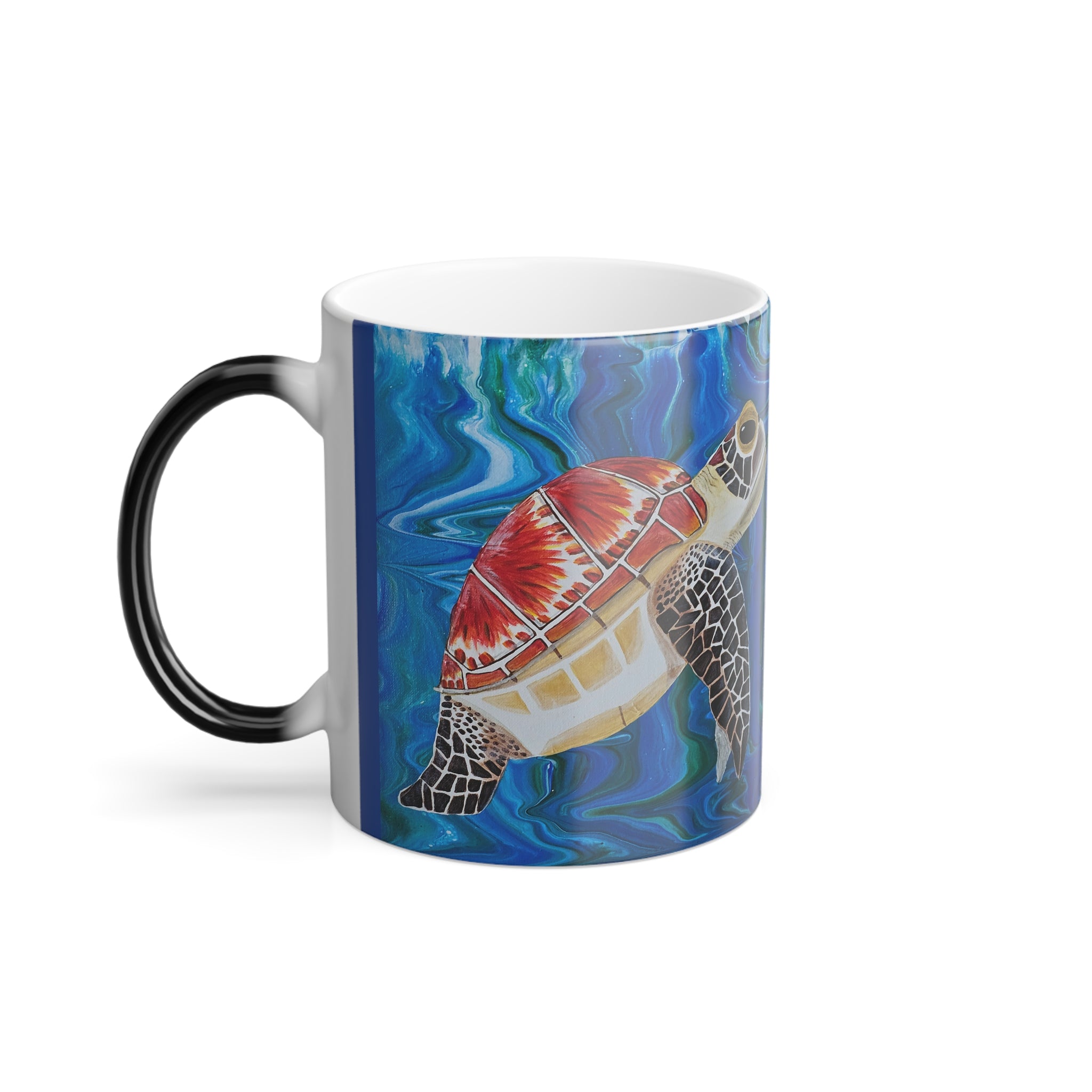 Mug with a turtle design on a white background