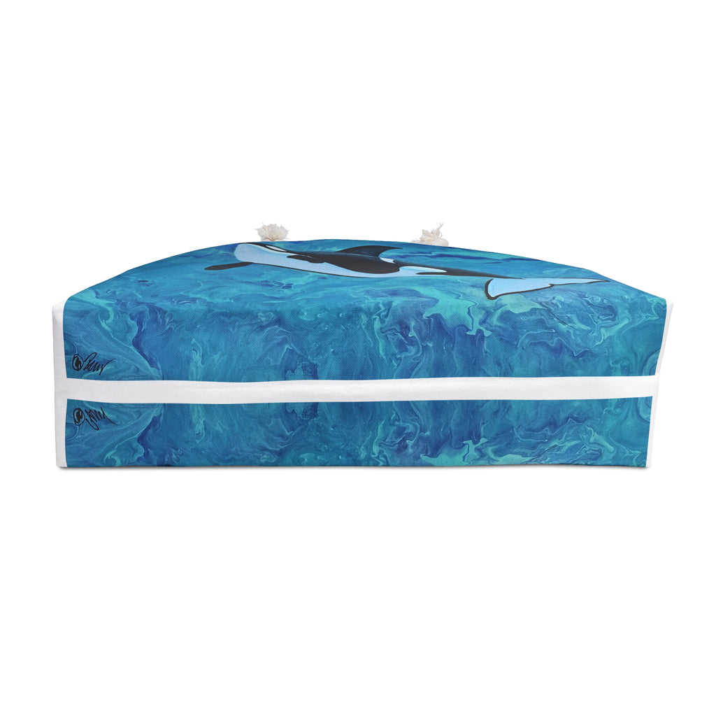Blue marbled patterned product with white accents on a white background