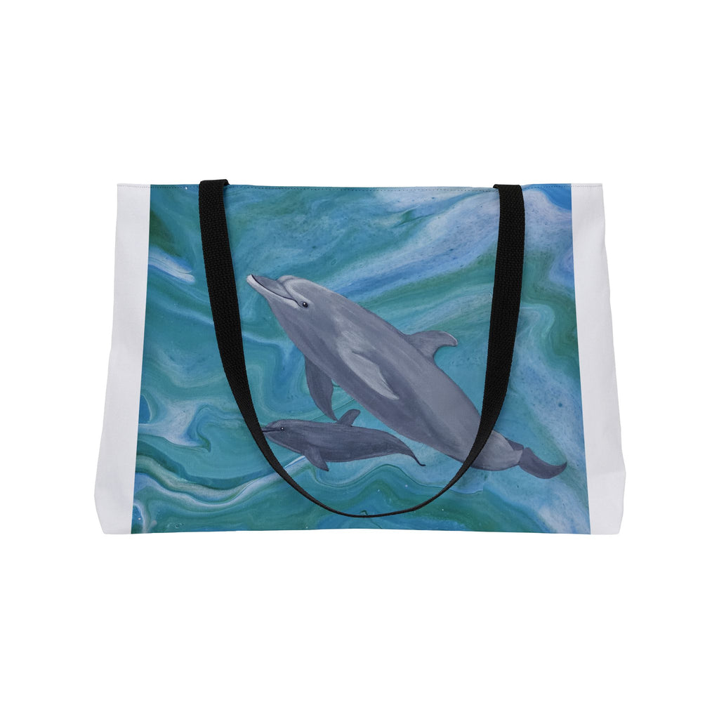 Tote bag with dolphins design on a white background