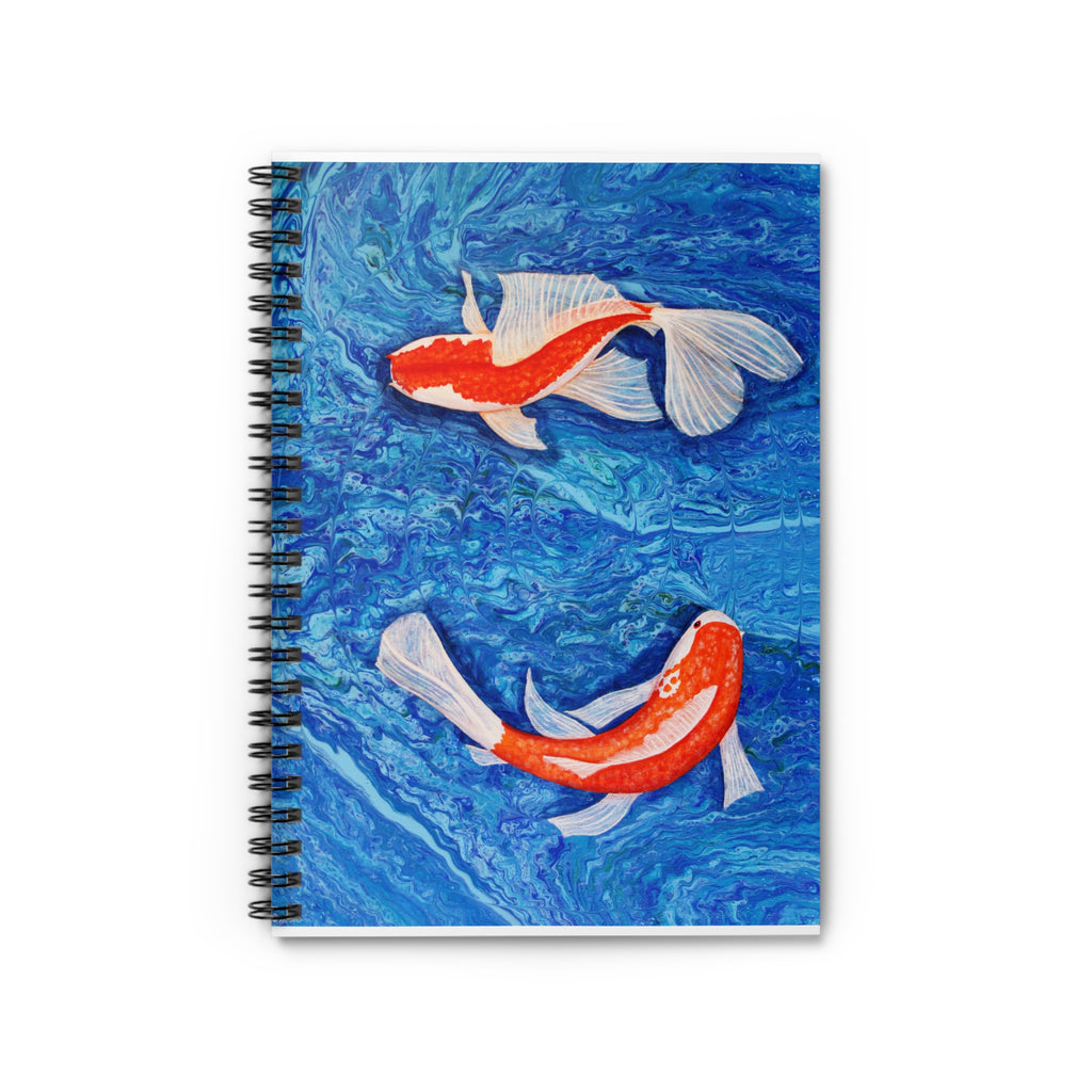 Notebook with Koi fish design on a blue water background