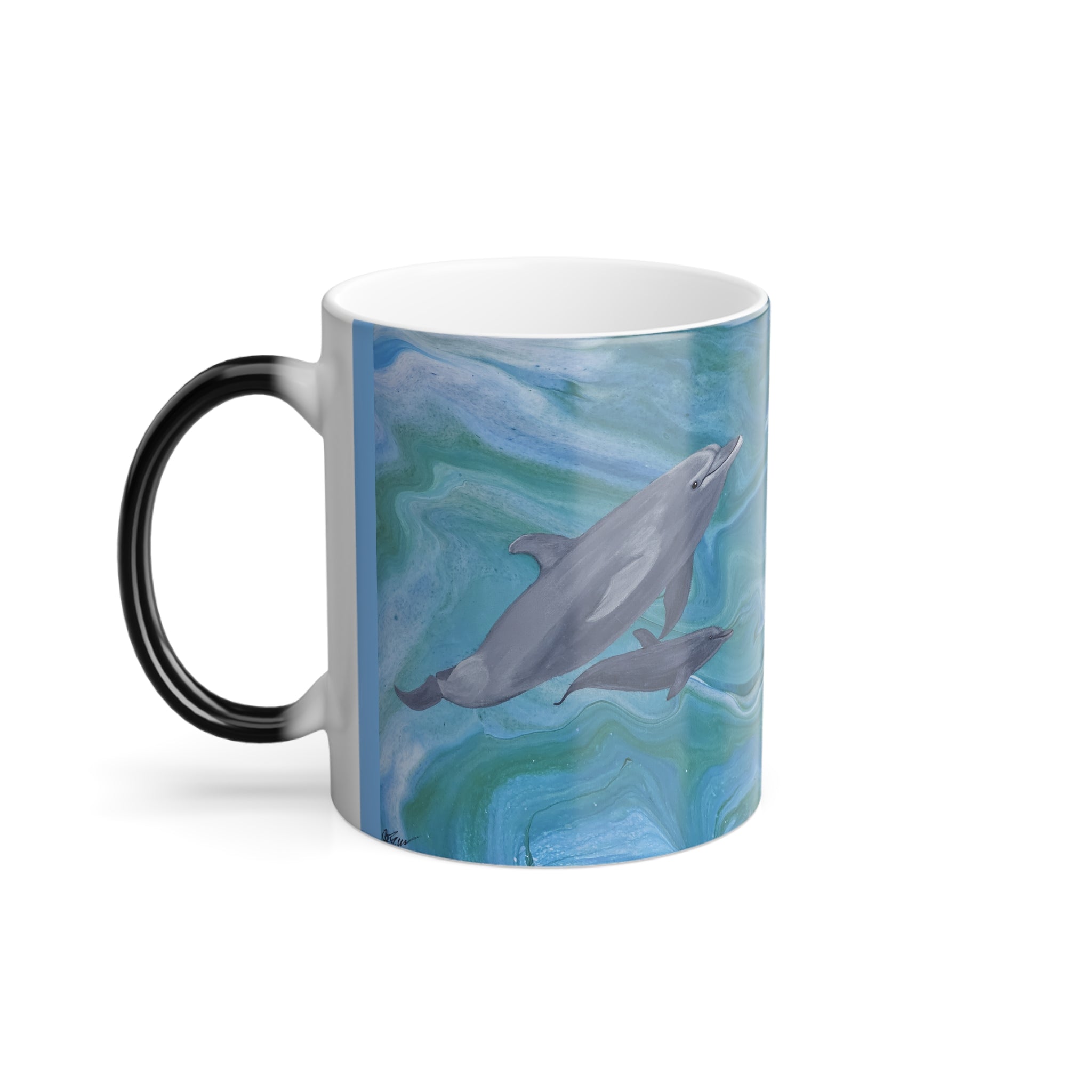 Mug with dolphin design on a white background