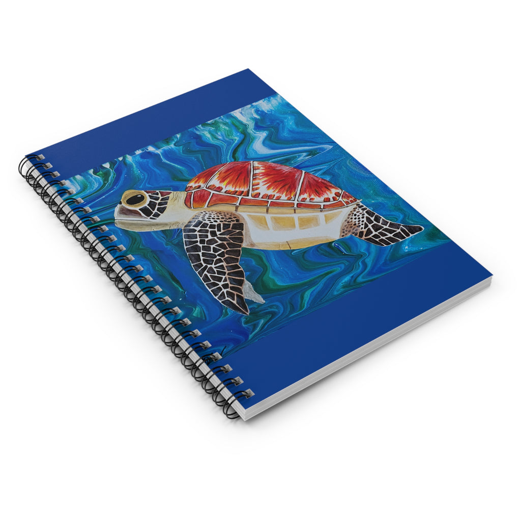 Notebook with a turtle design on a blue background