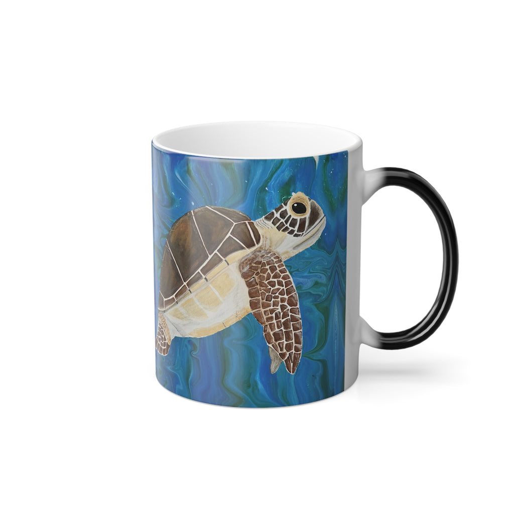 Mug with a turtle design on a white background