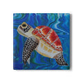 Colorful turtle coaster on a blue and green abstract background