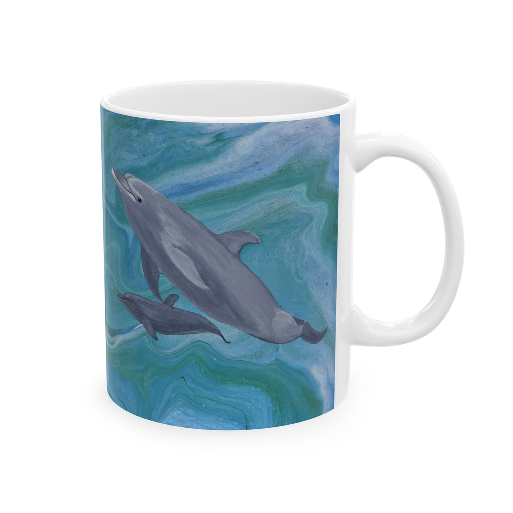 Mug with dolphin design on a white background