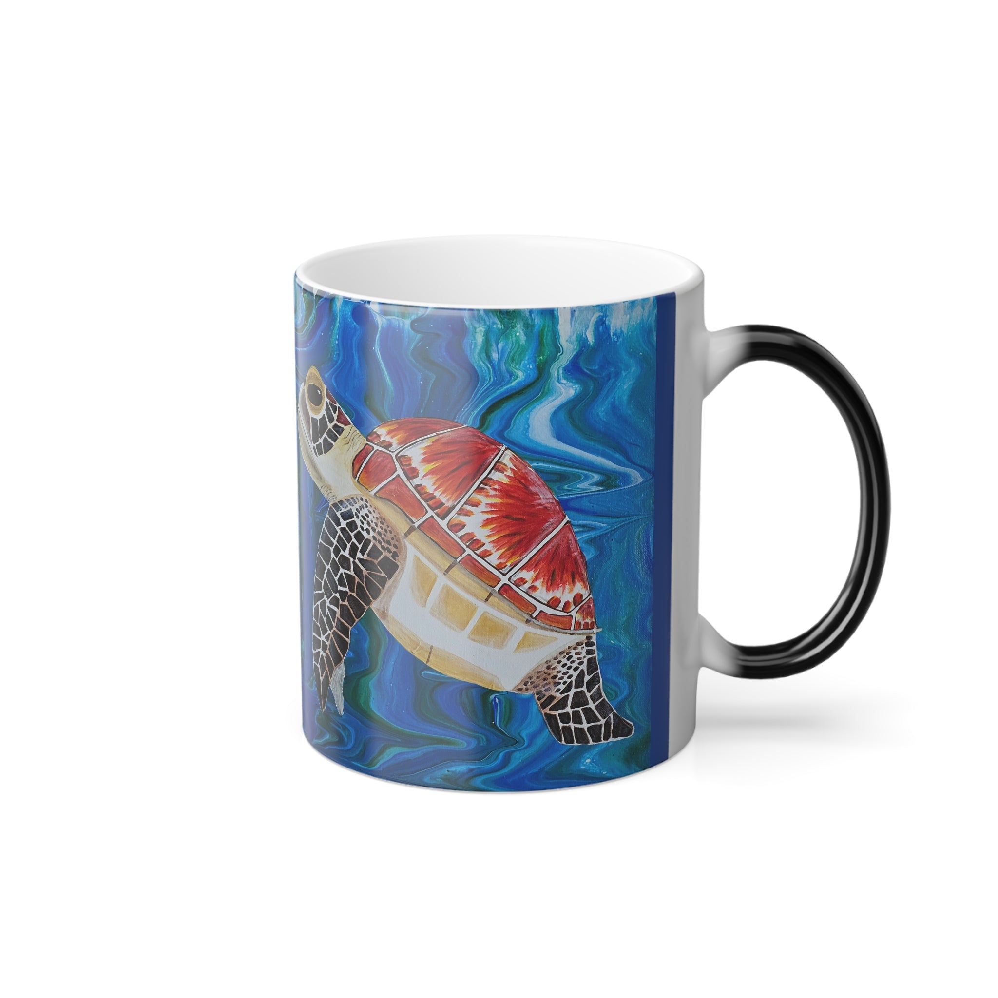 Mug with a turtle design on a white background