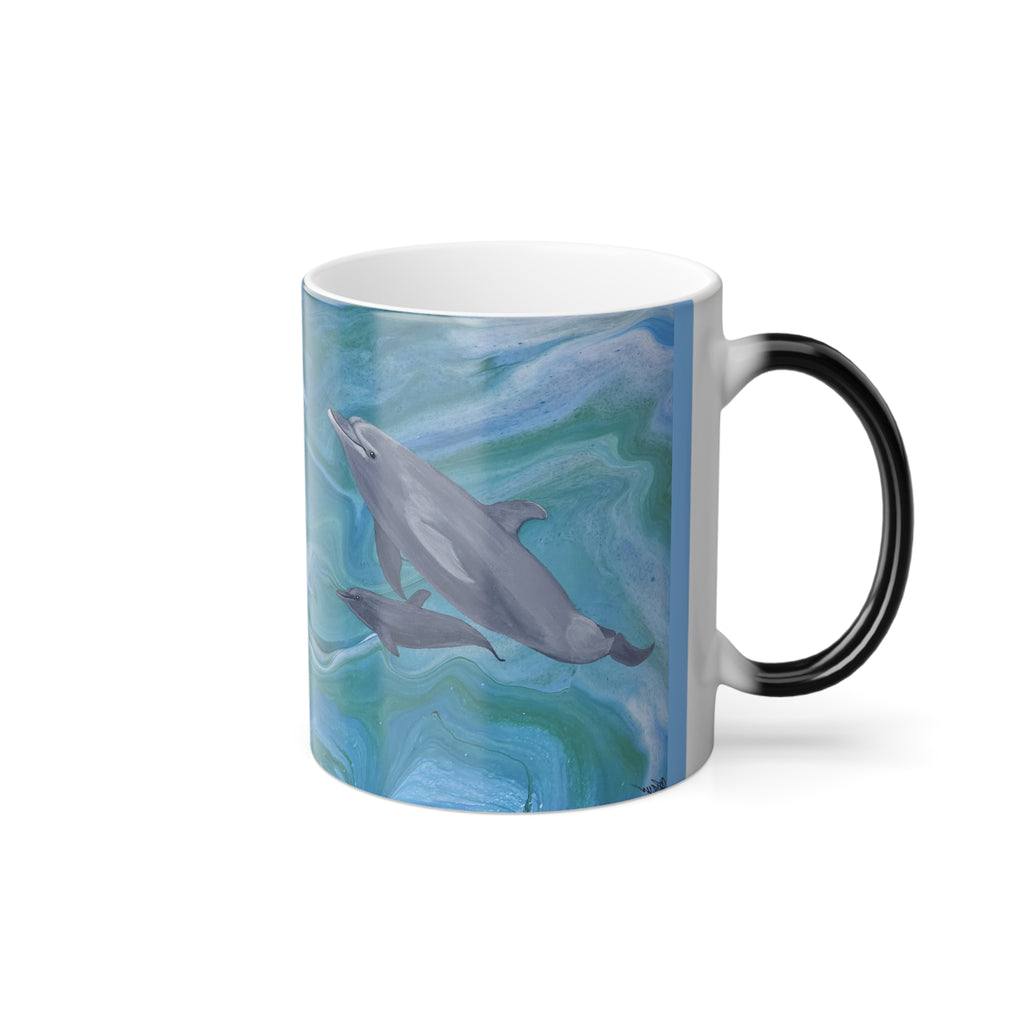 Mug with dolphin design on a white background