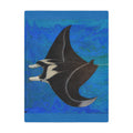 Blanket with Manta ray illustration on a blue abstract background