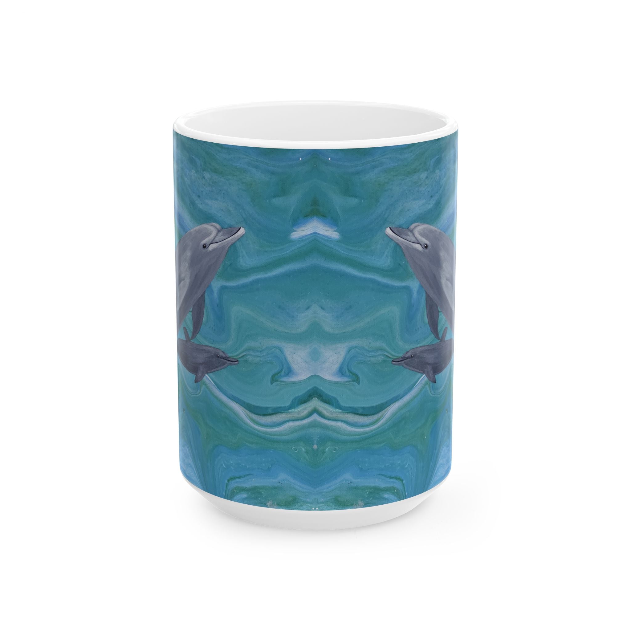 Mug with dolphin design on a white background