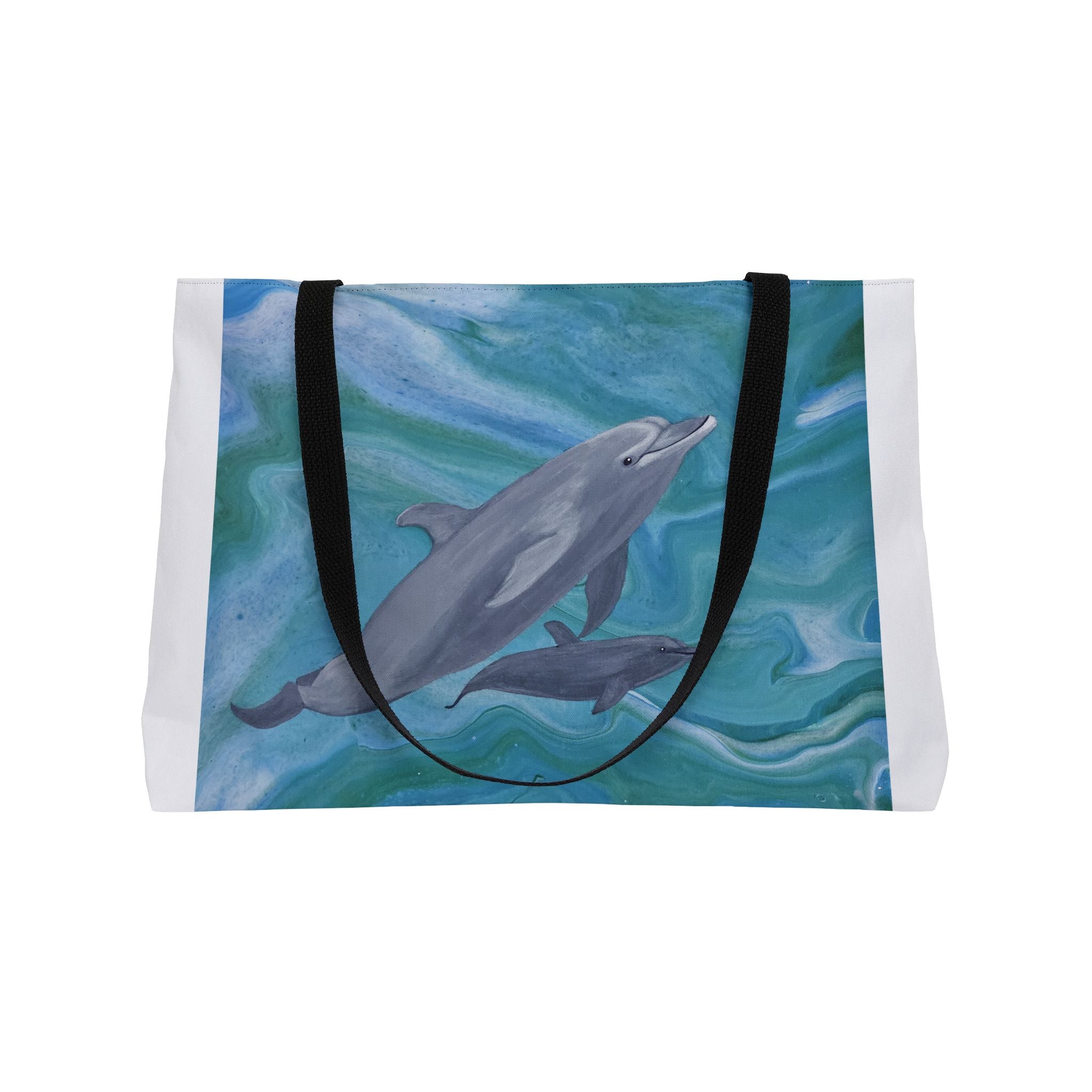 Tote bag with dolphins design on a white background